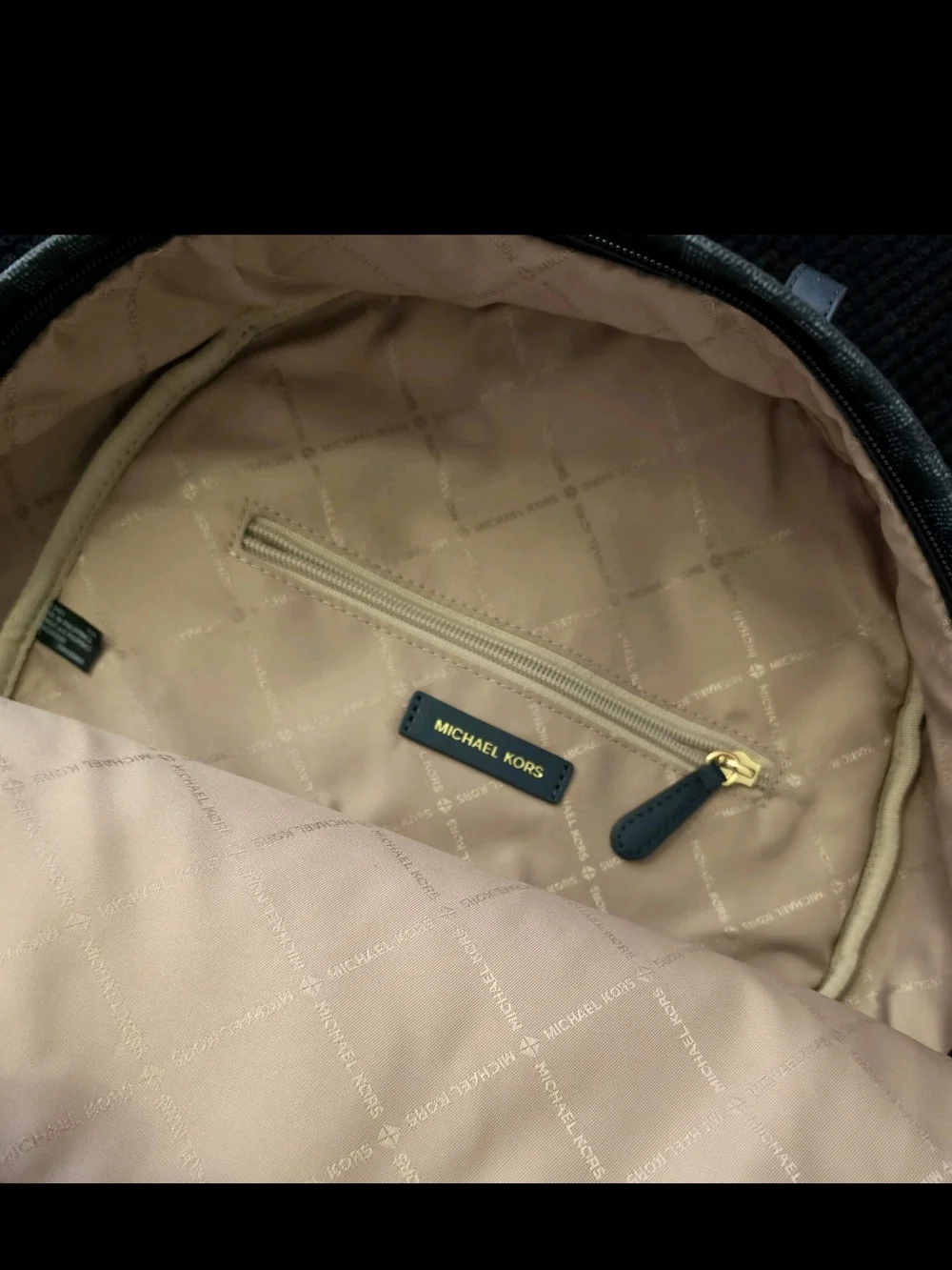 New Michael Kors Men's Navy MK Signature Logo Backpack